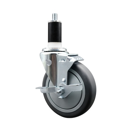 Service Caster 5'' Thermoplastic Rubber Swivel 1-3/8'' Expanding Stem Caster with Brake SCC-EX20S514-TPRB-TLB-138